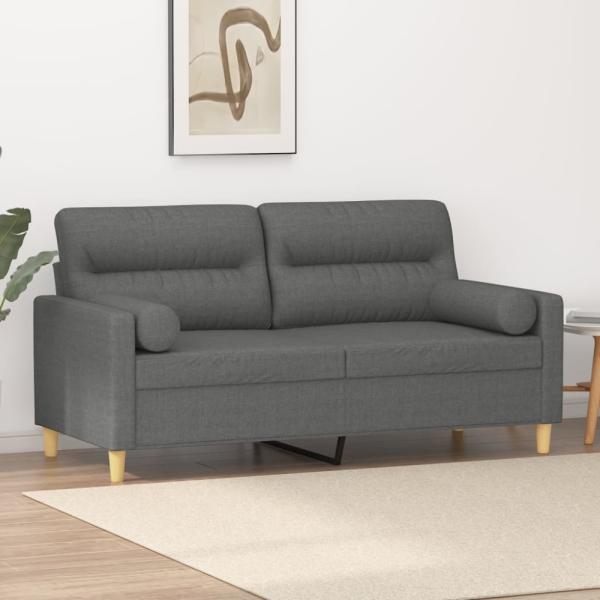 vidaXL 2-Sitzer-Sofa mit Zierkissen Dunkelgrau 140 cm Stoff 3200822