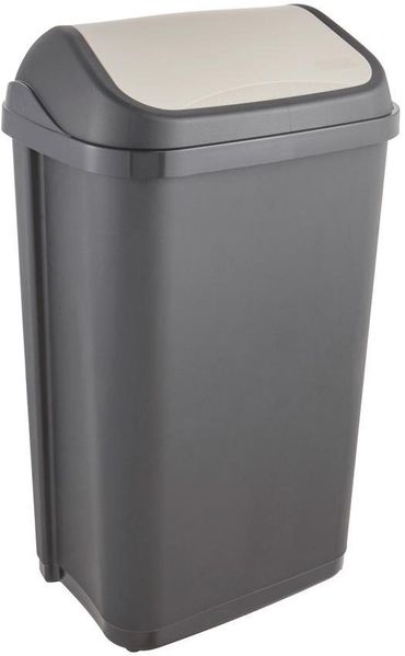 Keeeper 'Swantje' Abfalleimer mit Schwingdeckel, Anthrazit / Grau, 50 Liter