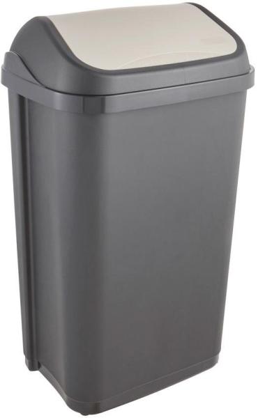 Keeeper 'Swantje' Abfalleimer mit Schwingdeckel, Anthrazit / Grau, 50 Liter