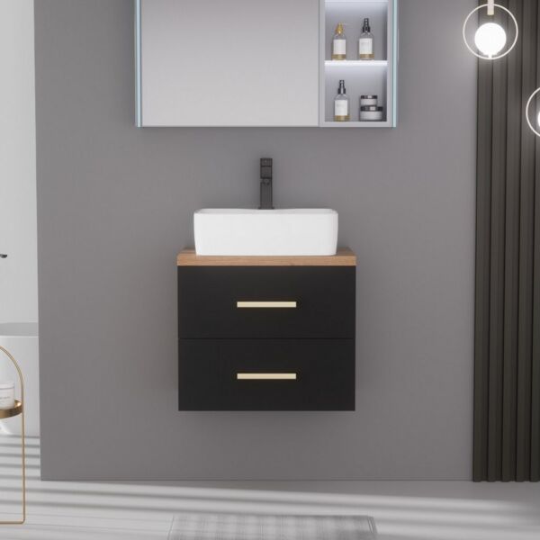 UEV Unterschrank Waschbeckenunterschrank Hängeschrank Badezimmerschrank Wandschrank (Packung, Badezimmmer Schrank für Gäste WC) Soft-close Schubladen,Waschbeckenunterschrank mit 2 Schubladen