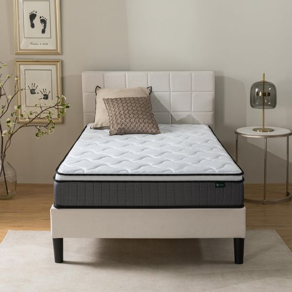 Zinus Taschenfederkernmatratze, Memory Foam, Weiß, 90x190 cm