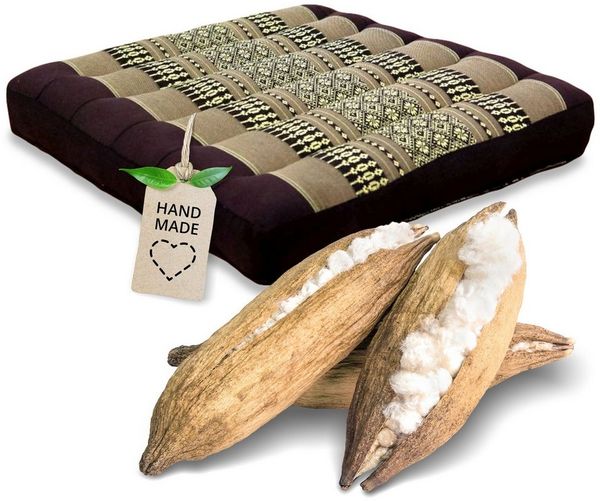 livasia Sitzkissen Sitzkissen 35 cm, vegan und handgefertigt, 35x35x6cm, Kapok