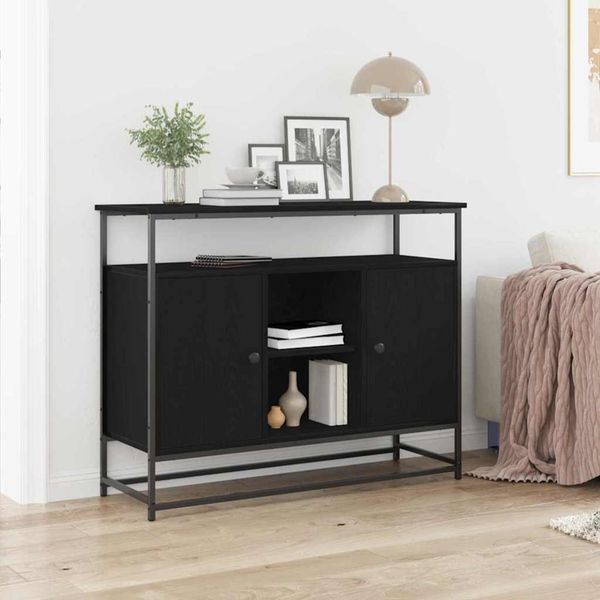 vidaXL Sideboard Schwarz Eichen-Optik 100 x 35 x 80 cm Holzwerkstoff 862978