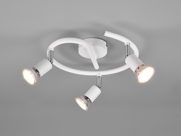 LED Deckenstrahler Rondell 3-flammig Metall Weiß, Ø 26cm