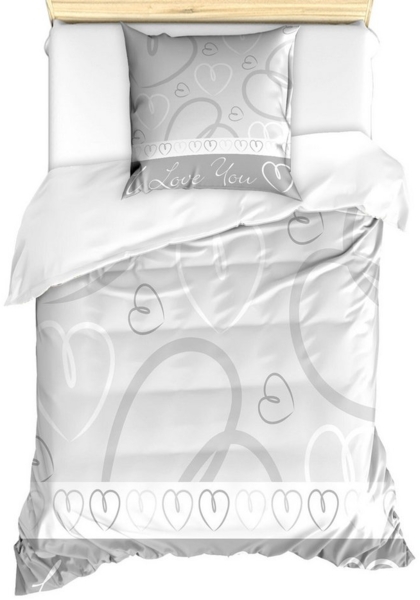 Abakuhaus Bettwäsche Milbensicher Allergiker geeignet mit Kissenbezug, Microfaser, Herzen Doodle Herz-Liebe