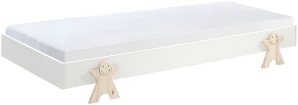 Stapelbett >Moldulo< 90x200cm, inkl. Lattenrost, Weiß lackiert - 203,6x27,5x93,8cm (BxHxT)