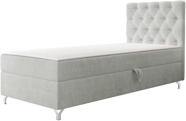 mirjan24 Boxspringbett mit H3-Matratze Cylio I , hellgrau, 90x200 cm