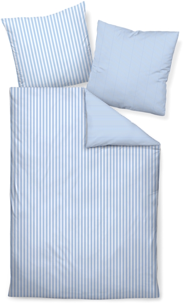 Janine Mako Satin Bettwäsche 2 teilig Bettbezug 155x200 cm Kopfkissenbezug 80x80 cm Modernclassic 3912-32 perlblau