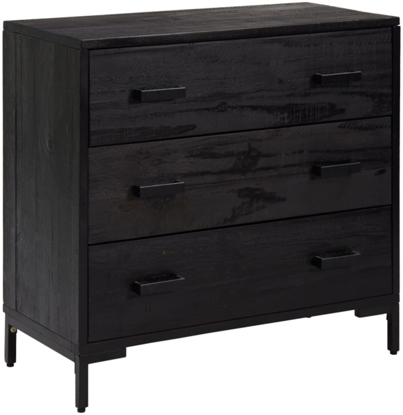 vidaXL Kommode Schwarz 75x35x70 cm Massivholz Kiefer 349926