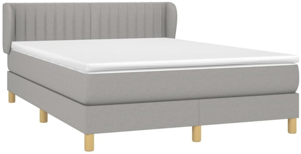 Doppelbett, Polsterbett mit Matratze Stoff Hellgrau 140x200 cm Bild 2