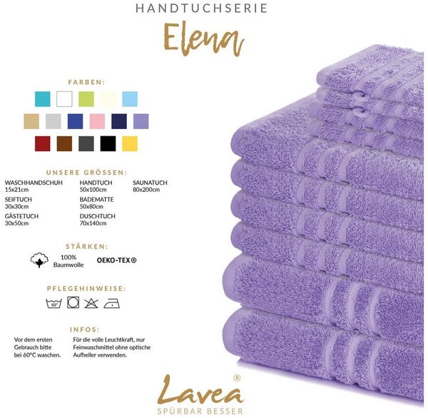 2er Set Duschtuch 70x140 cm, Frottierserie Elena, Lavendel Bild 3
