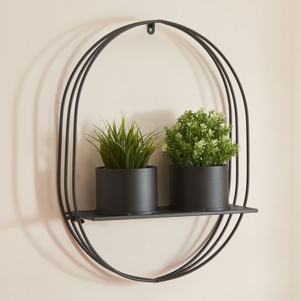 [en. casa] 'Vestby' Pflanzregal mit zwei Töpfe, Metall schwarz, 46,5 x 15 x 61 cm