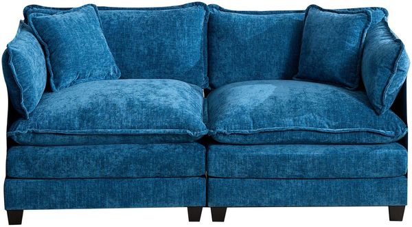 Doppelsofa (ohne Armlehne),moderne Kombinationssofa für Wohnzimmer Schlafzimmer und Wohnung bequeme Doppel-Kissenkissen 80 % atmungsfreier Schneier Stoff,Schneier Stoff,blau,