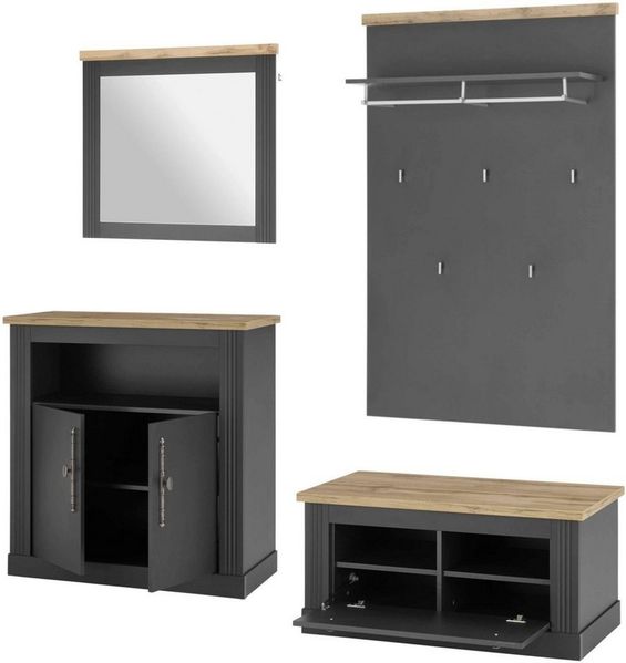 OTTO home Garderoben-Set Westminster, (4-St, Schuhbank, Spiegel, Kommode, Wandpaneel), im romantischen Landhausstil Bild 3