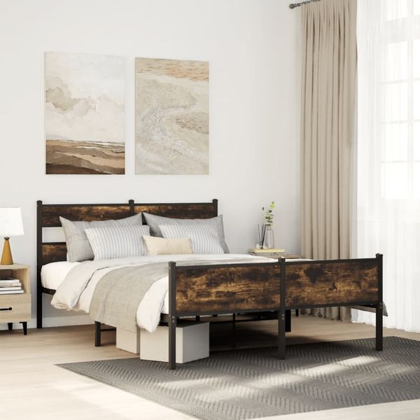 vidaXL Bettgestell ohne Matratze Räuchereiche 140x200 cm Holzwerkstoff 4017237