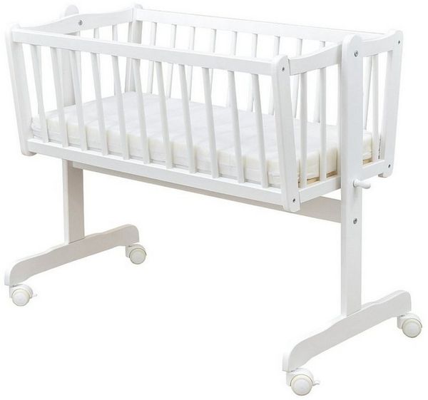 Baby-Delux Stubenbett Babywiege Komplettset Musseliin Bettset, Schaukelwiege Weiß 90x40 cm Komplett Bettset Wiegenset Bild 4