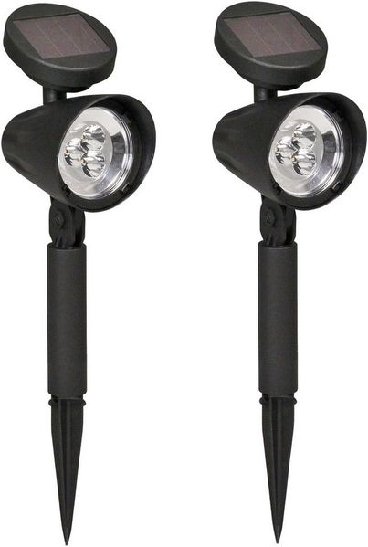 Luxform Gartenstrahler Solar-Gartenleuchten - Lazise - 2 Stück - Schwarz, LED fest integriert, Ganzjährig Solar