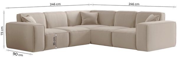 Fun Möbel Ecksofa Designersofa FuN PEREZ PREMIUM in Stoff Artico Universal (246cmx246cm), Rundumbezug, inkl. 3 Zierkissen Bild 3