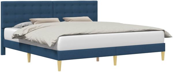 vidaXL Bettrahmen mit Kopfteil Blau 200 x 200 cm Stoff 42027820 Bild 2