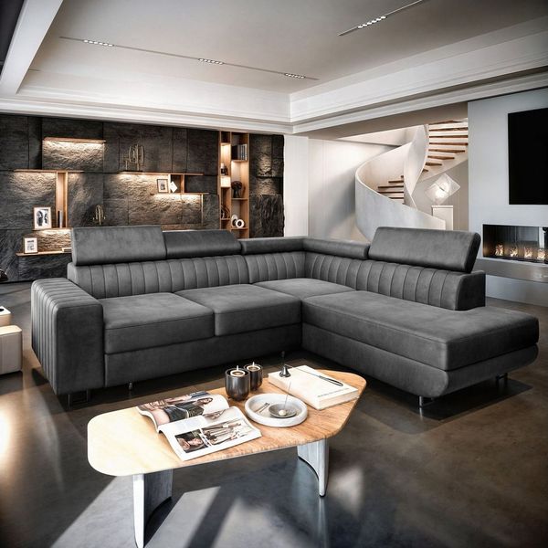Masseno Ecksofa NOLA mit Schlaffunktion L-Form, Sofa mit Bettkasten
