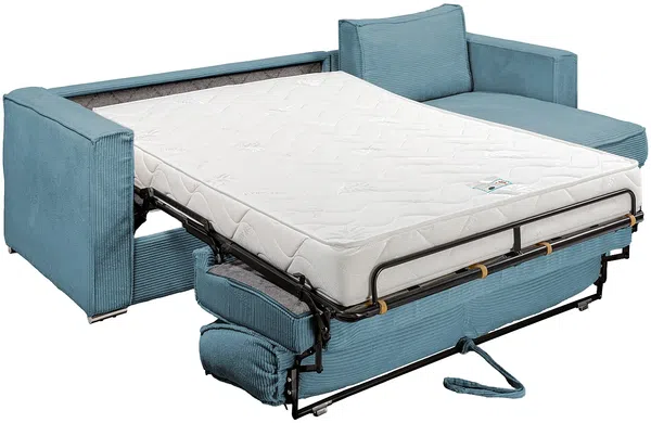 Vente-unique - LORETO Sofa SamtStoff Blau - B 223 cm152 cm x H 90 cm x L 298 cm Bild 4
