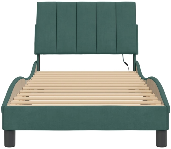 vidaXL Bettgestell mit LED ohne Matratze "Hanko" Dunkelgrün 90x200 cm Samt 3213760 Bild 5