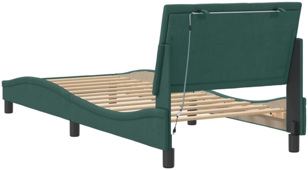 vidaXL Bettgestell mit LED ohne Matratze "Hanko" Dunkelgrün 90x200 cm Samt 3213760 Bild 7