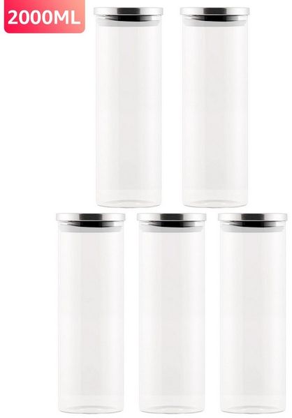 Simloveve Vorratsglas, Glas, (5-tlg), 5er set Vorratsgläser mit Deckel, Optional Größe