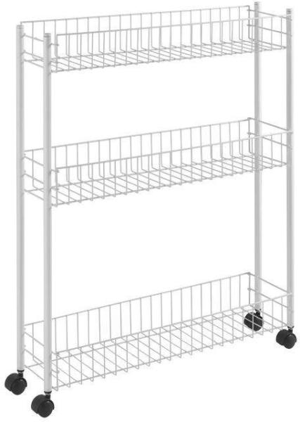 METALTEX 341433014 Fino Allzweckwagen, 3 Etg. 60x16x72 cm plastifiziert / Rollregal extra schmal