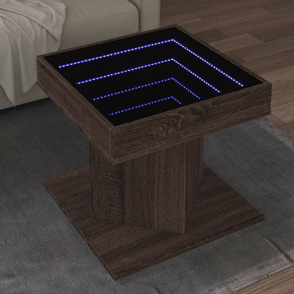 vidaXL LED-Couchtisch Braun Eichen-Optik 50x50x45 cm Holzwerkstoff 847566