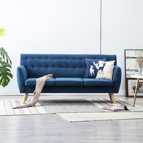 vidaXL 3-Sitzer-Sofa Stoff 172x70x82 cm Blau 247130
