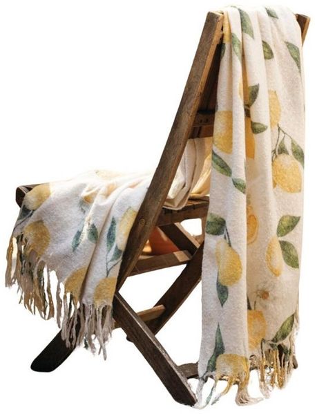 Wohndecke Zitrone Sommer Wohn Decke Sofa Deko Webdecke Fransendecke mediterran, Home-trends24. de