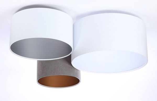 BPS Koncept 080-04-062 Deckenleuchte Trio Weiß, Grau, Silber, Gold 3 x E27 L:91cm H:30cm dimmbar