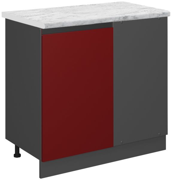 Eckunterschrank R-Line Rot 86 cm J-Shape AP Marmor Vicco