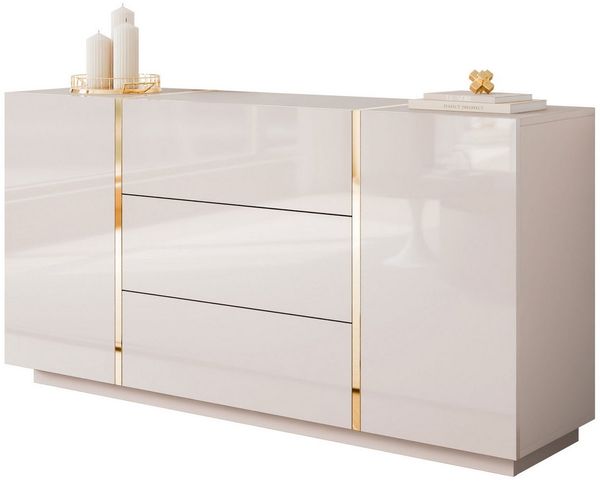 Lookway Kommode mit Schubladen ONYX Kaschmir Hochglanz 158 cm
