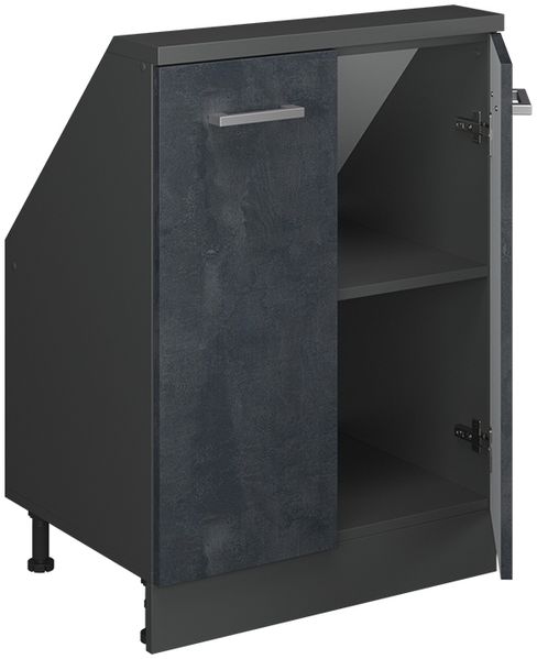 Küchenschrank für Dachschrägen R-Line Schwarz Beton 60 cm mit 2 Türen Vicco Bild 4