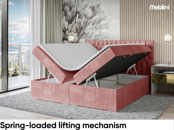 MEBLINI Boxspringbett DALIA 160x200 cm mit Bettkasten - H3/Rosa Samt Polsterbett - Doppelbett mit Topper & Taschenfederkern-Matratze Bild 3