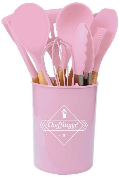 Küchenhelfer Küchenutensilien Set mit Ständer 12-tlg. pink RUNGASSI UT14
