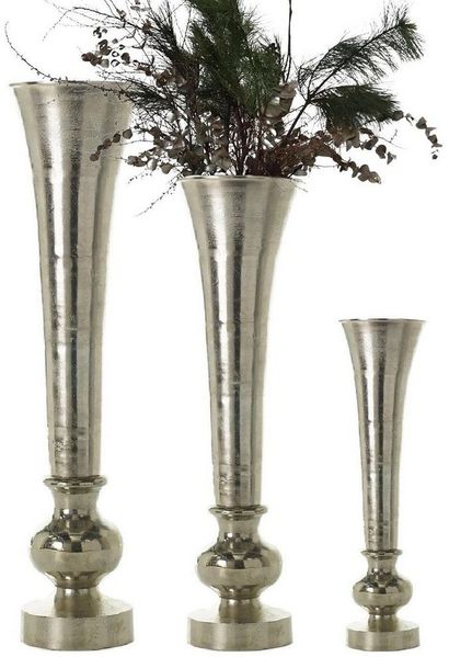 baario Bodenvase Bodenvase ROMA silber 70cm, hoch groß Aluminium Dekovase Pokalvase Antik Design