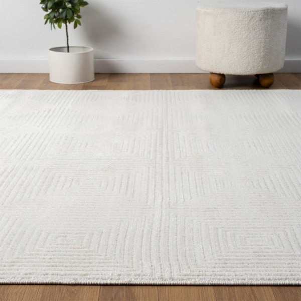 Vimoda Designteppich Wohnzimmer Boho Design 3D Raute Hoch-Tief-Effekt, Rechteckig, Höhe: 11 mm, Teppich 3D kariert für Esszimmer, Flur & Schlafzimmer Bild 2