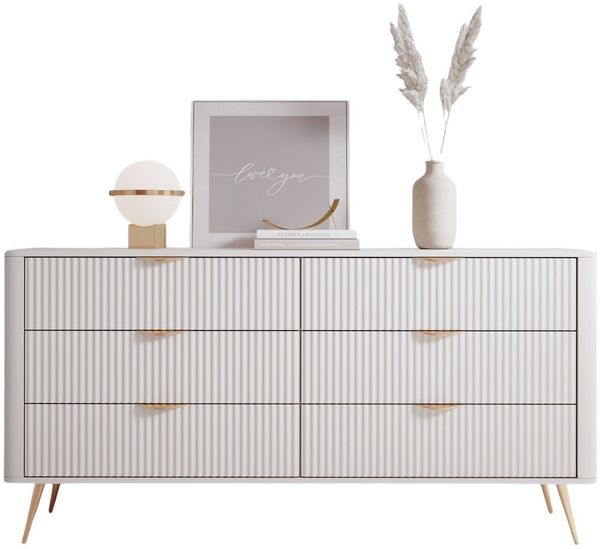 Compleo Schubkastenkommode mit Lamellen und 6 Schubladen, Glamour-Design (BELLO)