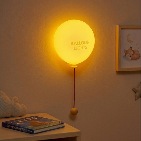 ANYSUN LED Nachtlicht Kinder Silikon Ballon Nachtlampe mit Zugschalter und 1200 mAh Akku, LED fest integriert, Warmweiß, dimmbar, selbstklebend für Kinderzimmer