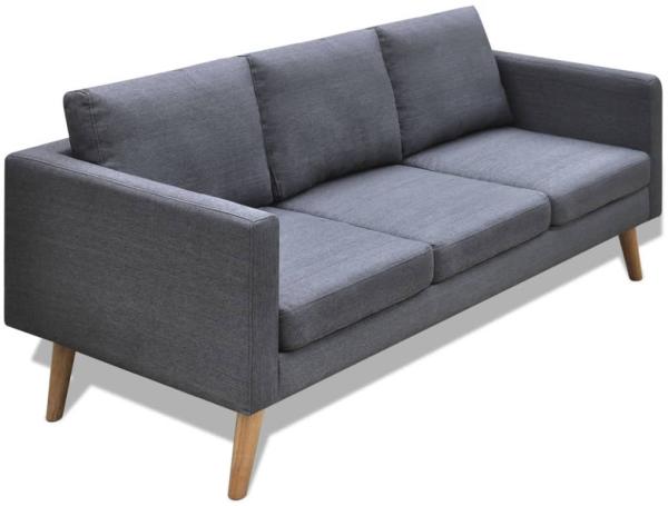 vidaXL Sofa 3-Sitzer Stoff Dunkelgrau 242221