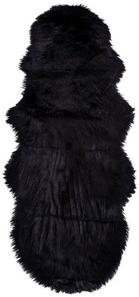 tinkaro Teppich Lammfell Künstlich Polyester Schwarz, Organisch, Höhe: 6,5 mm