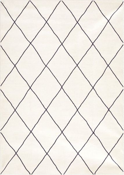 IDIMEX Teppich RHOMB, Wohnzimmerteppich 160x230cm waschbar mit Linien-Design Rauten creme