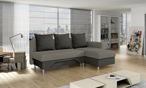 Ecksofa Tom, Seite: Rechts, Farbe: Suedine 1024 + Suedine 1008 + Suedine 1024