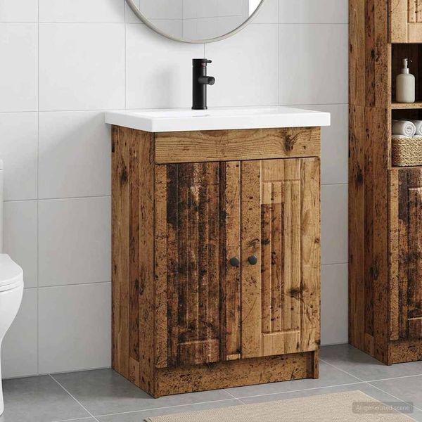 vidaXL Badezimmermöbel-Set Altholz 78,5 x 37,5 x 81 cm Holzwerkstoff 3404202
