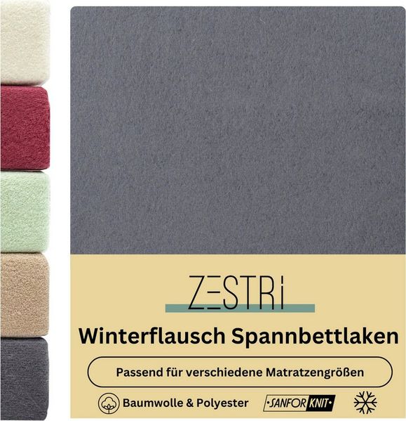 Zestri Spannbettlaken Winterflausch Bettlaken bis Steghöhe 40 cm, für kalte Jahreszeit, Gummizug: rundum, für normale Matratze Wasserbett Boxspringbett, flauschig weich Teddy