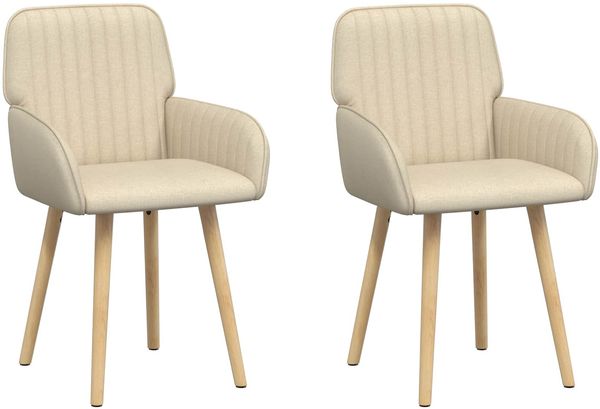 vidaXL Esszimmerstühle 2 pcs Stoff Creme 56,5 x 50 x 87,5 cm 42034291