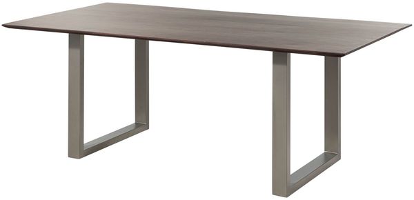 Esstisch Akazie 180x90 braun lackiert / U-Beine silber matt SWISS EDGE